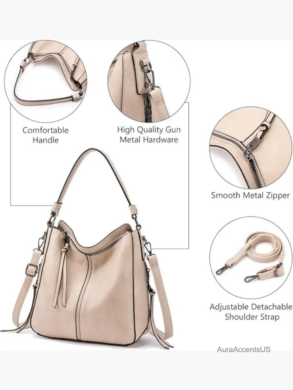 Faux Leather Hobo Crossbody Bag Large Capacity Shoulder Purse